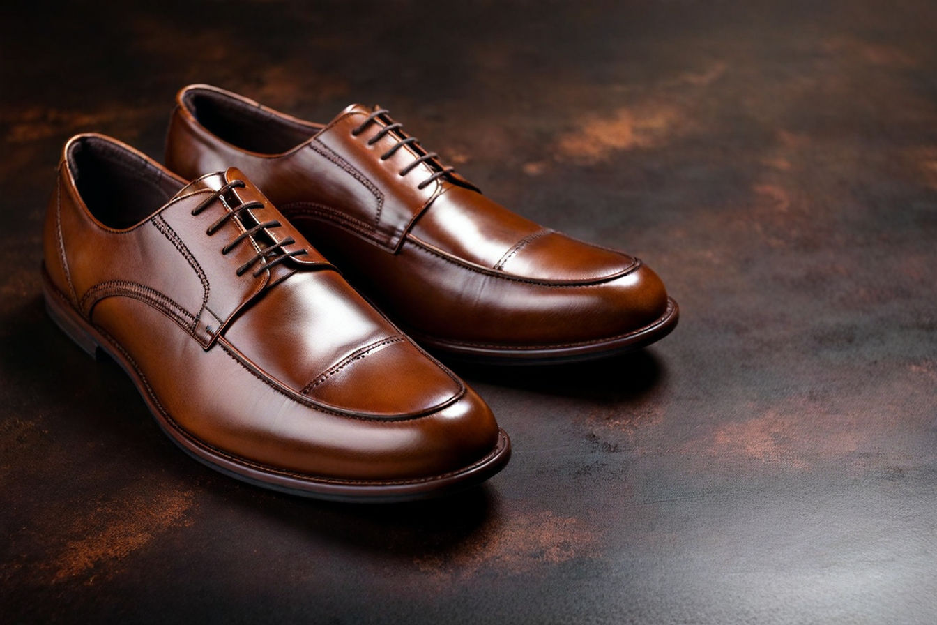 Professional, well-lit photograph of a pair of classic brown leather men's driving shoes with visible gommino soles, placed on a textured surface that highlights the leather's quality and potential for patina development. The background is softly blurred, suggesting a refined but relaxed setting, perhaps hinting at both driving and casual wear.
