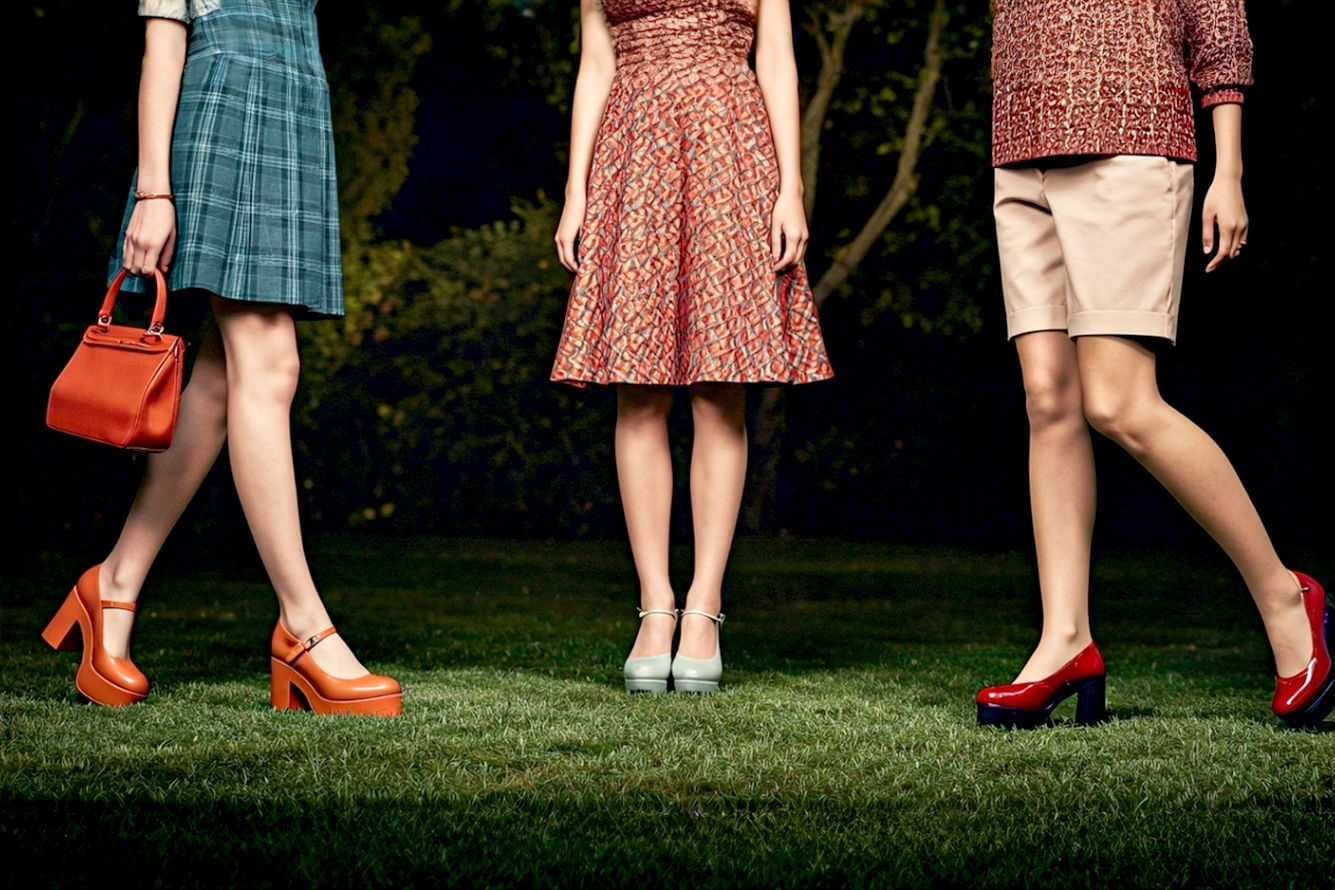 Pro photography style, lifelike, a group of women showcasing different fashion eras. One woman in 1960s mod outfit with low chunky Mary Janes, another woman in 1970s disco attire with high platform Mary Jane heels, someone in 1990s grunge style with rugged chunky Mary Jane heels, and a woman in Y2K fashion with shiny platform Mary Jane heels. Each person embodies their era's distinct styling. Soft, natural lighting. Outdoor urban setting or stylish studio backdrop. Dynamic poses that show off the shoes. Highly detailed, high resolution, vibrant colors, cinematic quality.